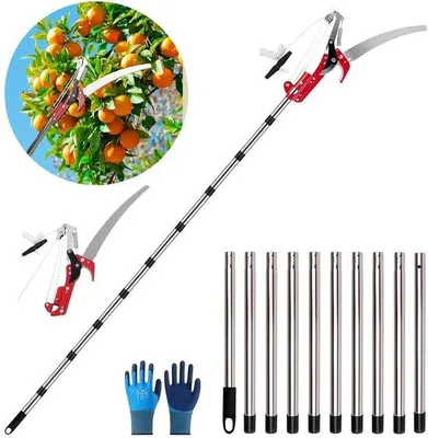 Produktbild von Handgeführte 2-in-1 Teleskop-Schere mit Sägefunktion und verstellbar bis 4,3 Meter, ideal für Gartenpflege und Schnittarbeiten