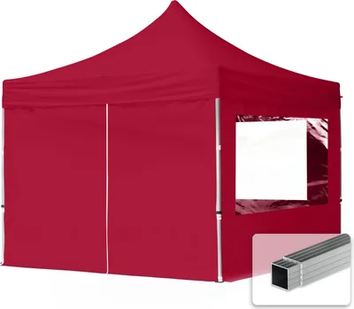 Produktbild von TOOLPORT 3x3m Aluminium Faltpavillon, inkl. 4 Seitenteile, rot