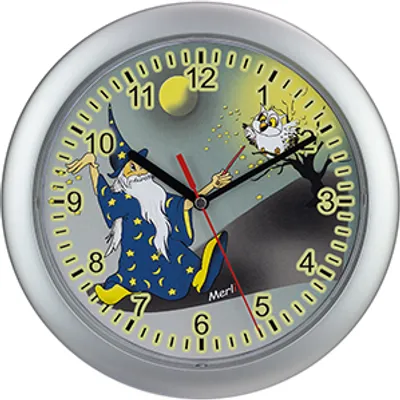Produktbild von Kinderwanduhr – Zauberer-Motiv – ABS-Gehäuse – Plastikglas – Geräuschlos – Ø 25 cm