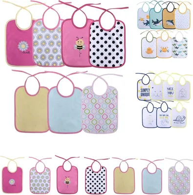 Immagine prodotto di Baby Care bavaglino 7 pezzi, doppio strato, lavabile, lacci, dalla nascita rosa