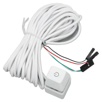 Obrázek produktu pro Bílý mechanický vypínač počítače s modrými spínači, podsvícený, Plug-and-Play, pro stolní počítače, kancelářské a herní použití, barevné osvětlení, kabel o délce 4 m