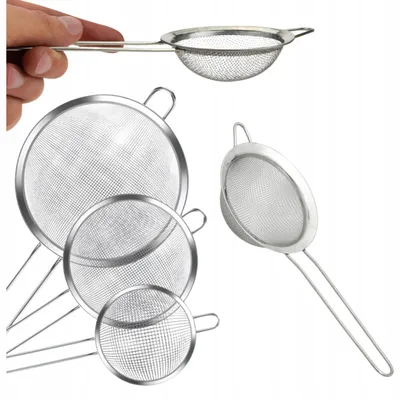 Zdjęcie produktu dla 3X Sitko Kuchenne Stalowe Z Uchwytem Zestaw Sitek Do Przesiewania 5/7/8 Cm