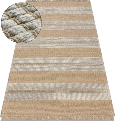 Produktbild von Teppich JUTE 3734 beige / grau Streifen - Jute, flachgewebt, Fransen beige 200x290 cm
