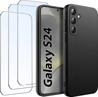 Immagine prodotto di SET Custodia per Samsung S24 Nero opaco Silicone Slim +3 PEZZI VETRO