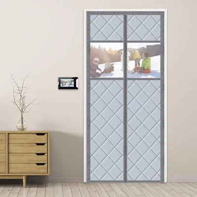 Produktbild von Famanu Türvorhang Wärmeisolierend - 90 x 210 cm, wasser- und winddicht, mit Fenster