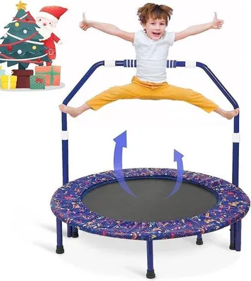 Productafbeelding van Mini Kindertrampoline met Verstelbare Handgreep - 92 cm