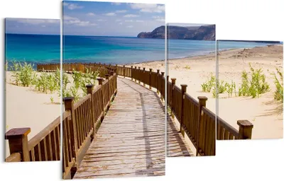 Produktbild von Bild auf Leinwand - Leinwandbild - Ozean Strand Sand Ufer - 120x70cm - Wand Bild - Wanddeko - Leinwanddruck - Bilder - Kunstdruck - Wanddekoration - Leinwand bilder - Wandkunst - DL120x70-2544