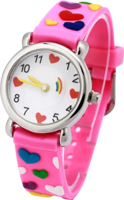 Produktbild von Kinder Uhr, Armbanduhr für Kinder Jungen und Mädchen, wasserdichte Analog Quarzuhr, 3D Cute Cartoon Uhr, Digitale Kinderuhr, Teaching Handgelenk Uhren mit Silikon Armband(Rot Herz)