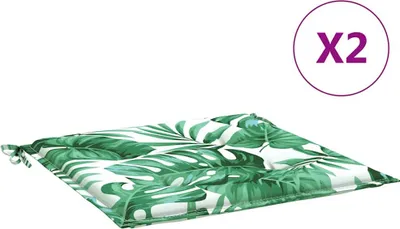 Produktbild von vidaXL Sitzkissen 2 Stk. Blattmuster 50x50x4 cm Stoff