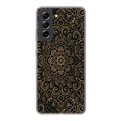 Produktbild von MuchoWow® Handyhülle Schutzhülle Hülle für Samsung Galaxy S21 FE Goldenes Muster auf schwarzem Hintergrund Silikon Softcase Handy Hülle - Mobiltelefonhülle