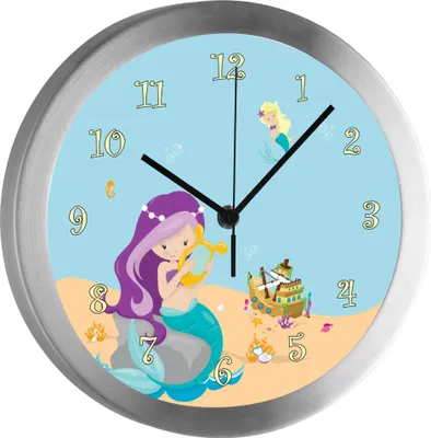 Produktbild von Funkuhr, Kinder Wanduhr, Kinderuhr, Kinderzimmer  Meerjungfrau