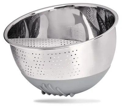 Reissieb aus Edelstahl, 1,8 l, mit Silikonfuß, silber