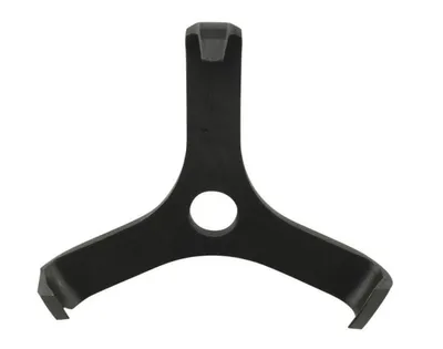 Felshaken "Talon" von Black Diamond; aus schwarzem Material; mit dreizackiger Form und einer zentralen Öffnung.