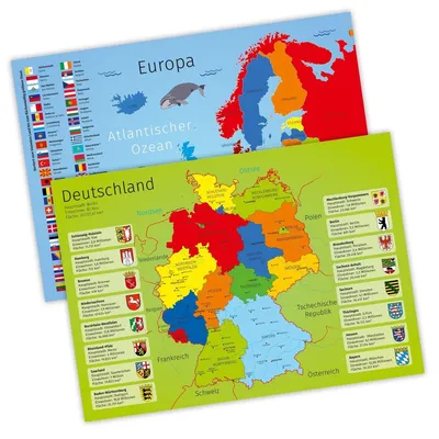 Produktbild von A3 Tischset/ Platzset mit Deutschland- und Europakarte
