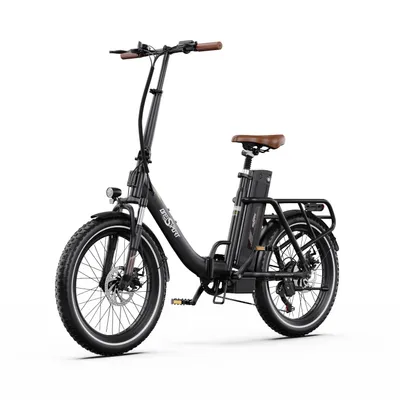A black electric bicycle is shown against a white background.