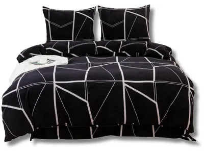 Image de Lozkoholicy Parure de Lit Peluche Polaire Hiver 220x200 Noir