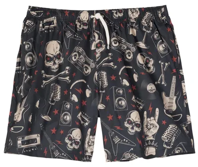 Image de Short de bain Abraxas, taille grande, motif noir, rouge et beige