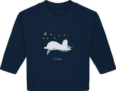 Produktbild von Mr. & Mrs. Panda Organic Baby Pullover Einhorn Sternenhimmel 6. - 12. Monat - French Navy - Geschenk, Unicorn, Einhörner, Verrückt, Sterne, Bullover