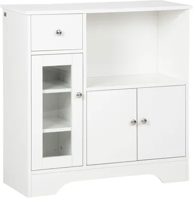 Produktbild von Küchenschrank - Aufbewahrungsschrank - Anrichte - Vitrine - Kommode - Verstellbare Einlegeböden - Glastür