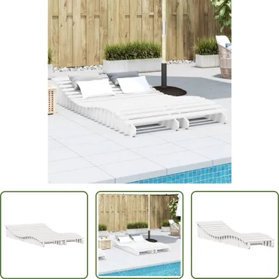 Produktbild von The Living Store Sonnenliegen 2 Stk. Weiß 205x60x31,5 cm Massivholz Kiefer