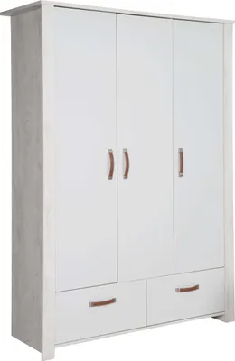 Produktbild von roba Kleiderschrank 'Mila' 3 Türen, 2 Schubladen, Soft Close-Technik, Drehtürenschrank, grau/weiß