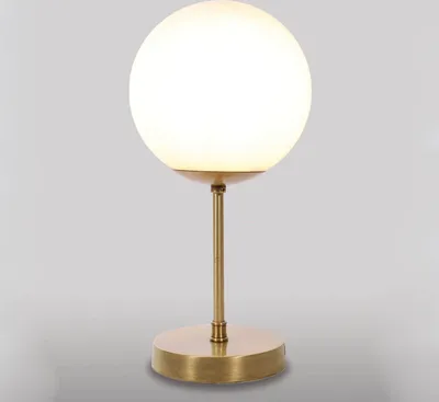 Produktbild von Tischleuchte E14 Weiß Bronze Glas Kugelschirm Messing massiv Vintage Tischlampe