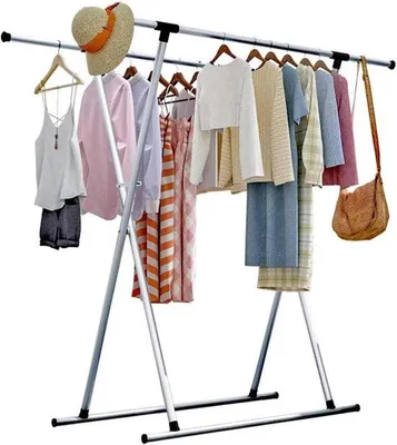 Productafbeelding van Famanu wasrek - Opvouwbaar droogrek - Voor het drogen van kleding - Verstelbare lengte - Draagvermogen van 45 kg - Zilver