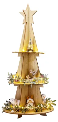 Weihnachts- Holz Etagere 3 Etagen Servierständer Weihnachtsdeko H60cm
