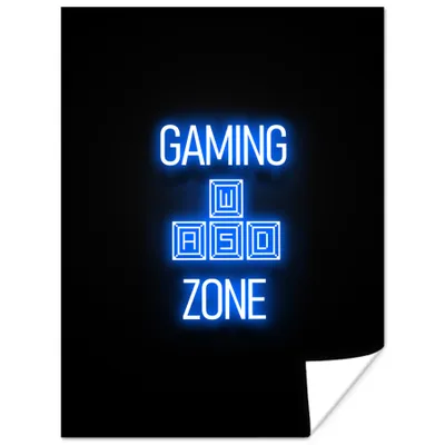 Produktbild von MuchoWow® Poster Spiele - Text - Spielzone - Neon - Blau 30x40 cm - Wandplakat - Poster Kinderzimmer