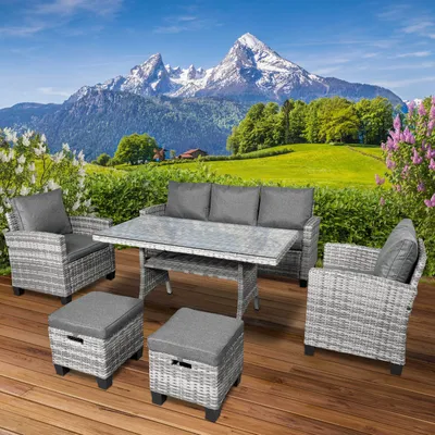 Produktbild von Polyrattan Garten Sitzgruppe DELIGHT-7  grau/anthrazit