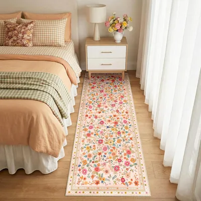 Obrázok produktu pre Koberček – 60 x 180 cm – Možné prať v práčke – Różový a béžový