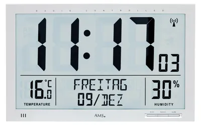 Produktbild von AMS F5888 Funkwanduhr mit digitaler LCD-Anzeige und Raumklimadaten