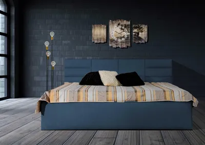 Produktbild von Polsterbett Madera Blau 200 x 200 x 40 cm Stauraum unter der Liegefläche Mit hochwertiger Matratze H3 (bis 120 kg) und Lattenrost