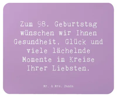 Produktbild von Mr. & Mrs. Panda Mousepad Spruch 98. Geburtstag - Lavendeltraum - Geschenk, besonderer Anlass, pc mauspad, feiern, Liebe, Glückwunsch, Happy Birthday, 98 Jahre, Mouse Pad