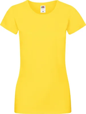 Produktbild von Fruit Of The Loom Damen Lady-Fit Sofspun T-Shirt, Kurzarm, Rundhalsausschnitt RW3302 (XS) (Gelb)