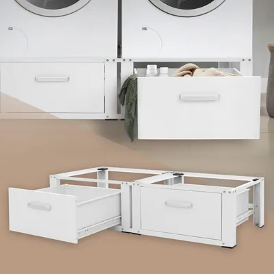 Waschmaschinenunterschrank 2 Schubladen 128x53,5x31,5 cm Stahl weiß