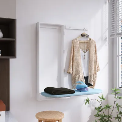 Produktbild von Bügelbrettschrank - Bügelbrett-Schrank - Klappbares Bügelbrett - Wandbügelbrett - Bügeltisch - Um 180° drehbar