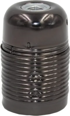 Produktbild von E27 Fassung mit Außengewinde & Stein | Metall | Schwarz verchromt