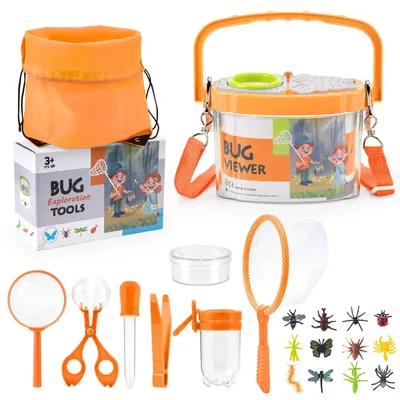 Produktbild von Insektenfangset Kinder Becherlupe - 23-teilig - Kunststoff - Für Garten und Camping - Für Kinder von 3 bis 8 Jahren