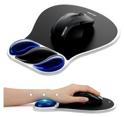 Produktbild von Gelkissen-Mauspad mit Handgelenkauflage, ergonomisches Design für mehr Komfort, wasserdicht und rutschfest für Büro und Zuhause