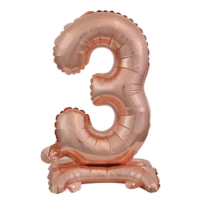 Obrázok produktu pre amscan® 9911736 Fóliový balón mini číslo 3 - 15 x 38 cm, so stojanom, ružový