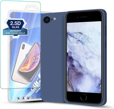 Produktbild von Hülle für Apple iPhone 7 / 8 / SE 2020 mit 9H Displayglas Displayschutz Plus Case Cover Bumper Silikon Softgrip Schutzhülle Farbe: Lavendelblau