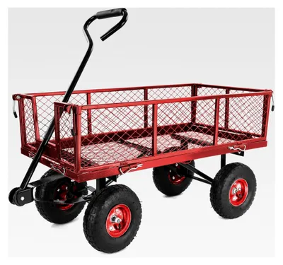 Produktbild von Transport Gitterwagen Handwagen Bollerwagen klappbare Seitenteile bis 300 kg Rot