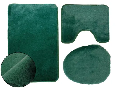 Produktbild von Badematte Badteppich WC-Garnitur Lombok Grün 3 TLG 50x80 cm + 50x40 cm + WC-Deckelbezug