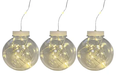 3er LED Deko Glühbirne Lichtkugel Dekokugel Kugellampe Batterie Ø8cm warmweiß