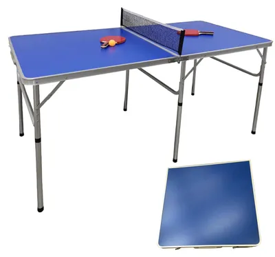 Immagine prodotto di Tavolo da ping pong - Pieghevole - 152×76×76 cm, dimensioni da chiuso 76×76×7 cm - MDF + alluminio - Interno/Esterno - Maniglia per il trasporto - Racchette e palline incluse