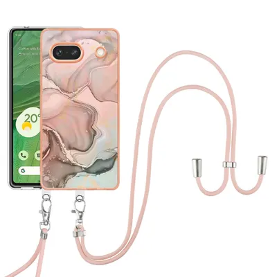 Immagine prodotto di Custodia con cinturino per Google Pixel 7A, bumper in TPU a fantasia, custodia protettiva con cinturino regolabile Crème
