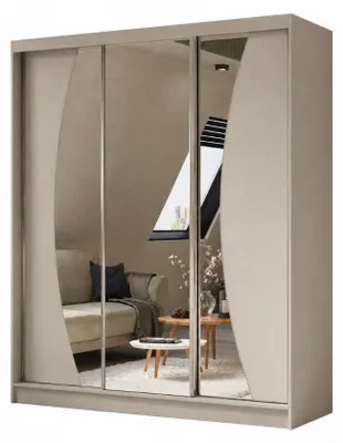 Image de Armoire Vex de 180 cm avec miroir, comprenant 3 portes coulissantes. (Couleur : cachemire)