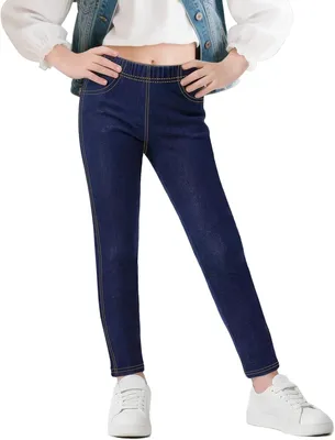 Produktbild von Mädchen Jeggings Jeansoptik, elastische Hose, Größe 116-158, atmungsaktiv, für Alltag