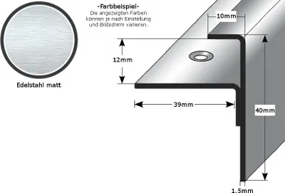 Produktbild von Einschubprofil "Tullamore" mit Nase für Designbeläge, Einfasshöhen von 2,5 - 22 mm, Edelstahl matt, gebohrt-12
